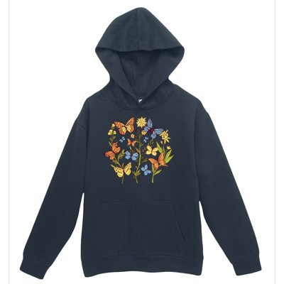 Butterfly Garden Flowers Urban Pullover Hoodie