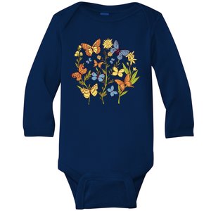 Butterfly Garden Flowers Baby Long Sleeve Bodysuit