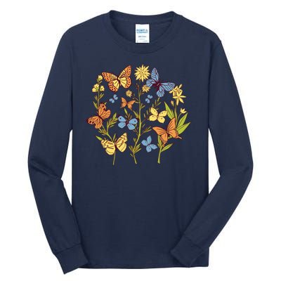 Butterfly Garden Flowers Tall Long Sleeve T-Shirt