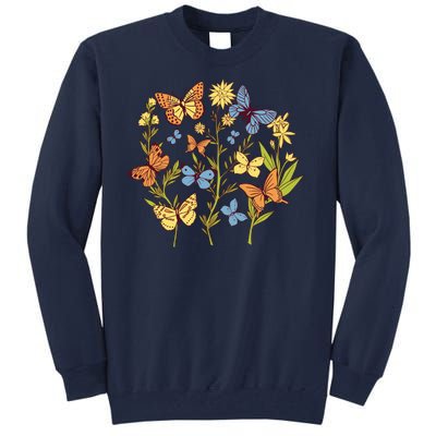 Butterfly Garden Flowers Tall Sweatshirt