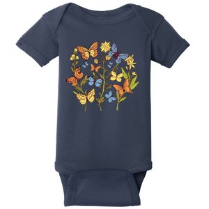 Butterfly Garden Flowers Baby Bodysuit