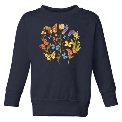 Butterfly Garden Flowers Toddler Sweatshirt