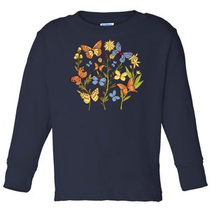 Butterfly Garden Flowers Toddler Long Sleeve Shirt