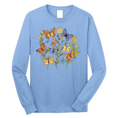 Butterfly Garden Flowers Long Sleeve Shirt