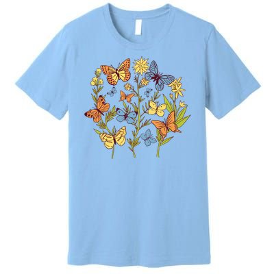 Butterfly Garden Flowers Premium T-Shirt