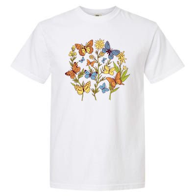 Butterfly Garden Flowers Garment-Dyed Heavyweight T-Shirt