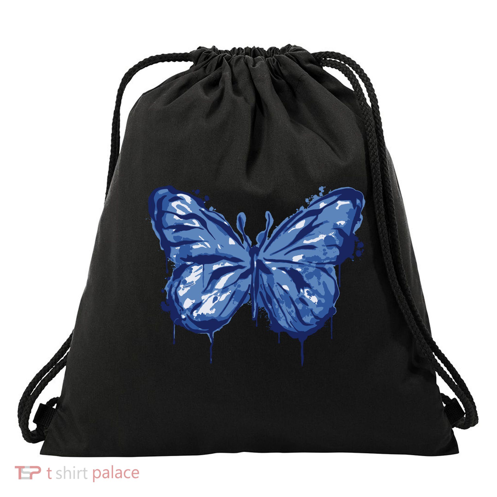 Butterfly Ink Dripping Drawstring Bag