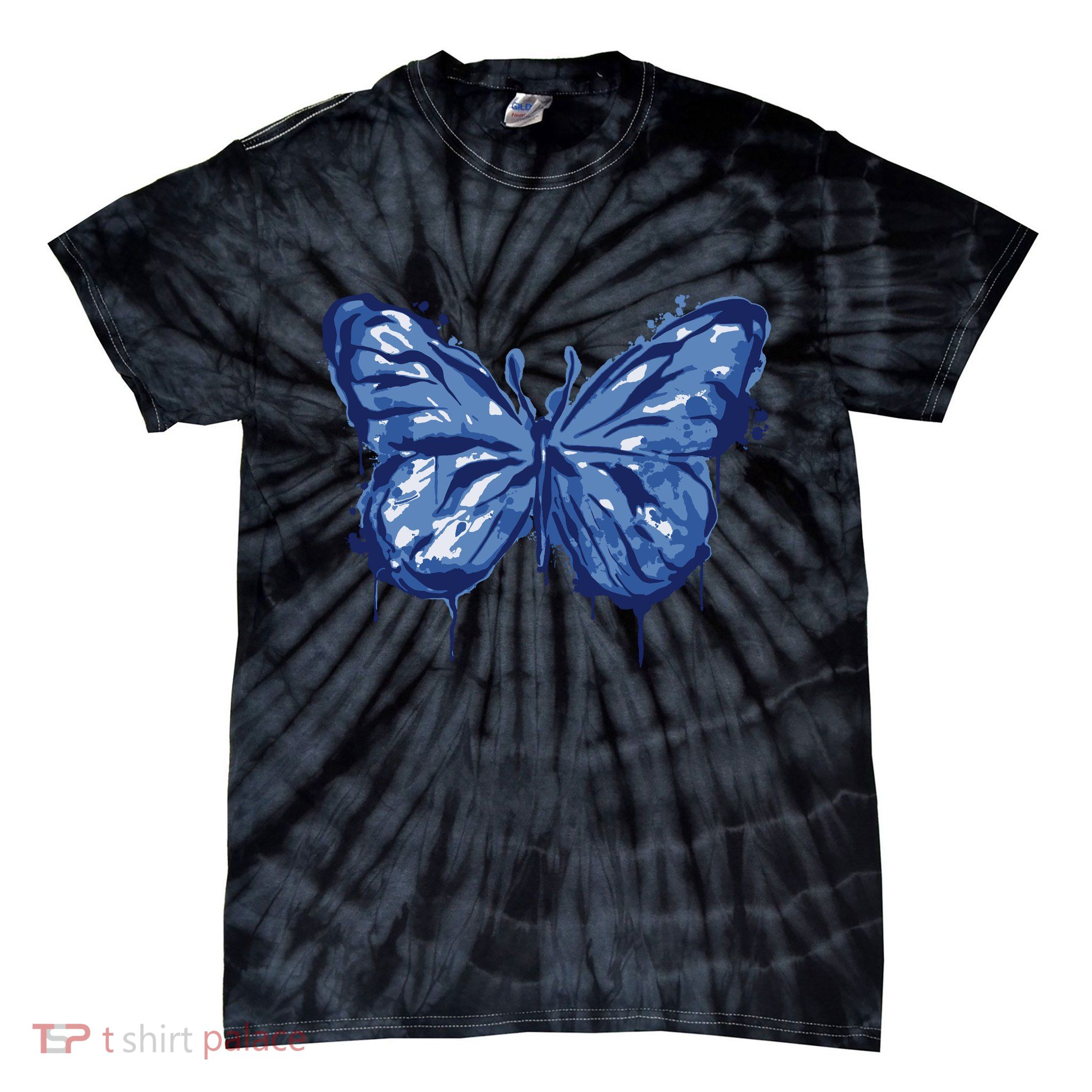 Butterfly Ink Dripping Tie-Dye T-Shirt