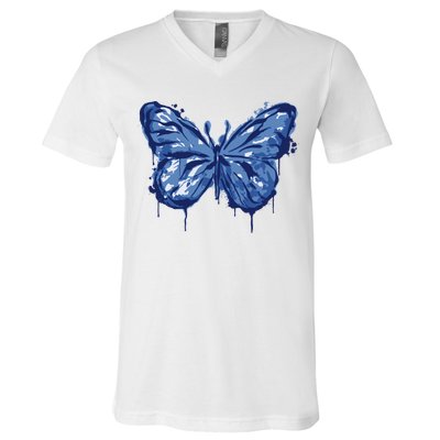 Butterfly Ink Dripping V-Neck T-Shirt