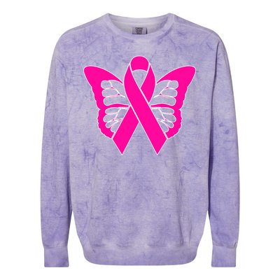 Butterfly Ribbon Breast Cancer Colorblast Crewneck Sweatshirt