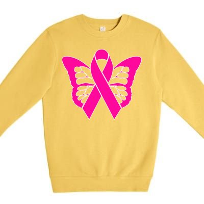 Butterfly Ribbon Breast Cancer Premium Crewneck Sweatshirt