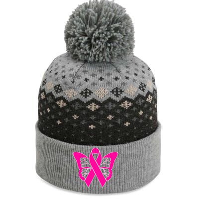 Butterfly Ribbon Breast Cancer The Baniff Cuffed Pom Beanie