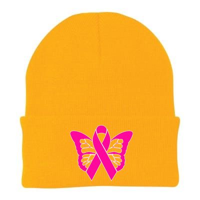 Butterfly Ribbon Breast Cancer Knit Cap Winter Beanie