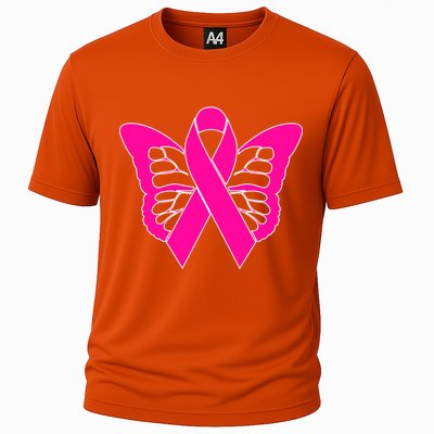 Butterfly Ribbon Breast Cancer Cooling Performance Crew T-Shirt