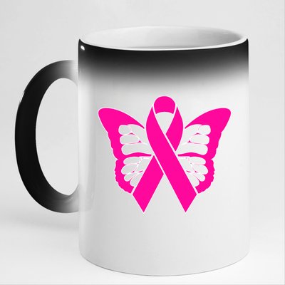 Butterfly Ribbon Breast Cancer 11oz Black Color Changing Mug