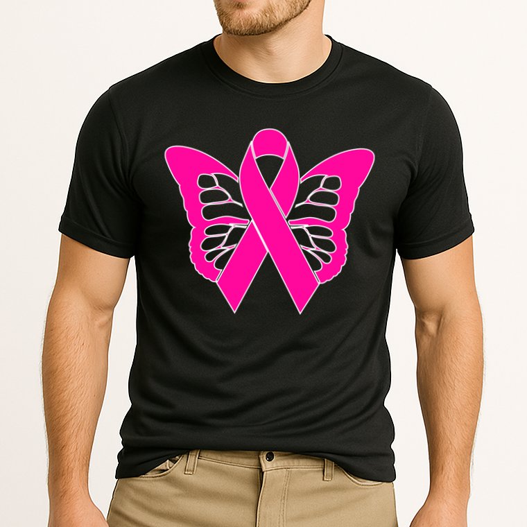 Butterfly Ribbon Breast Cancer Cooling Performance Crew T-Shirt