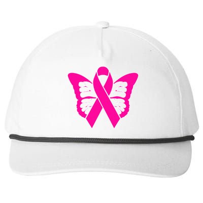 Butterfly Ribbon Breast Cancer Snapback Five-Panel Rope Hat