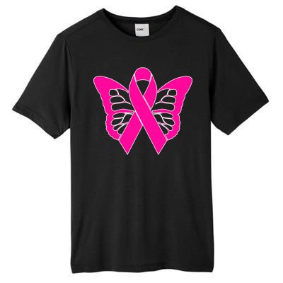 Butterfly Ribbon Breast Cancer Tall Fusion ChromaSoft Performance T-Shirt