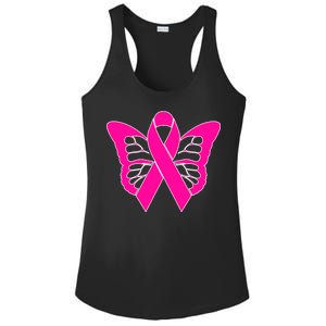 Butterfly Ribbon Breast Cancer Ladies PosiCharge Competitor Racerback Tank