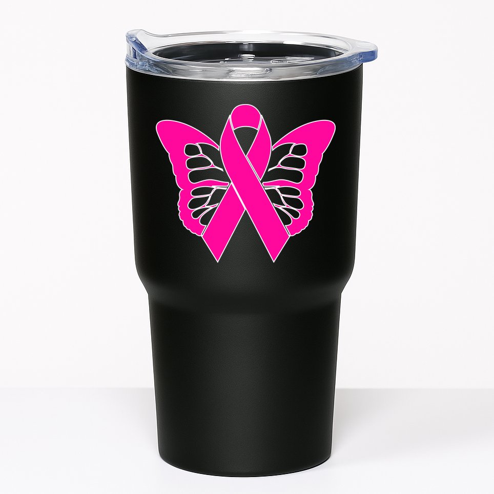 Butterfly Ribbon Breast Cancer Tumbler
