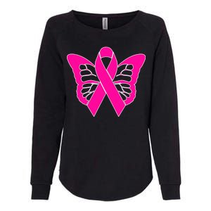 Butterfly Ribbon Breast Cancer Womens California Wash Sweatshirt