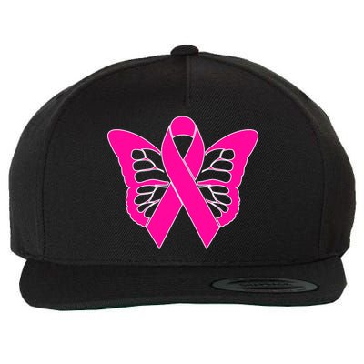 Butterfly Ribbon Breast Cancer Wool Snapback Cap