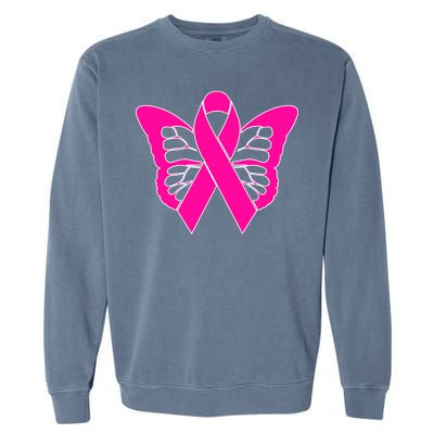 Butterfly Ribbon Breast Cancer Garment-Dyed Sweatshirt