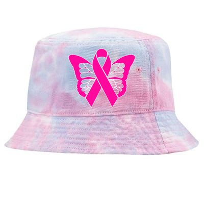 Butterfly Ribbon Breast Cancer Tie-Dyed Bucket Hat