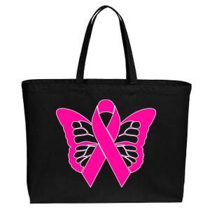 Butterfly Ribbon Breast Cancer Cotton Canvas Jumbo Tote