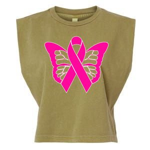 Butterfly Ribbon Breast Cancer Garment-Dyed Women's Muscle Tee