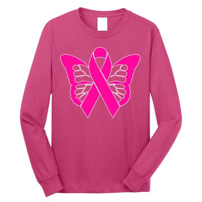 Butterfly Ribbon Breast Cancer Long Sleeve Shirt