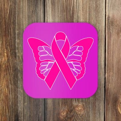 Butterfly Ribbon Breast Cancer Coaster