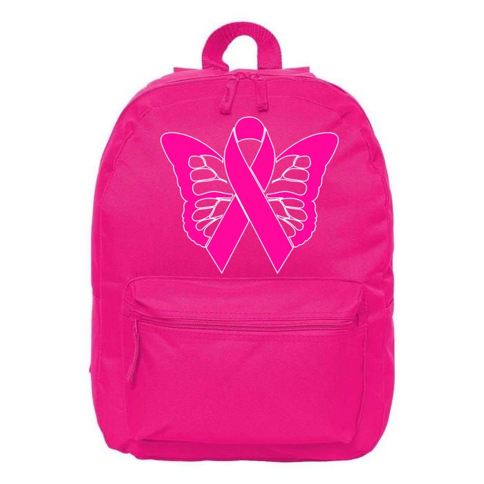 Butterfly Ribbon Breast Cancer 16 in Basic Backpack