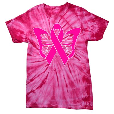 Butterfly Ribbon Breast Cancer Tie-Dye T-Shirt