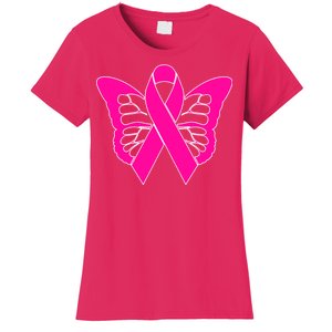 Butterfly Ribbon Breast Cancer Women's T-Shirt