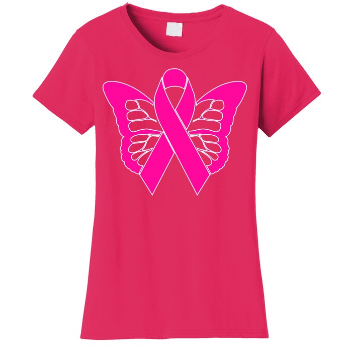 Butterfly Ribbon Breast Cancer Women's T-Shirt