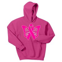 Butterfly Ribbon Breast Cancer Kids Hoodie