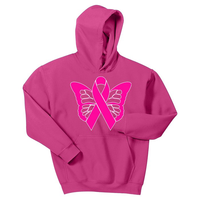 Butterfly Ribbon Breast Cancer Kids Hoodie