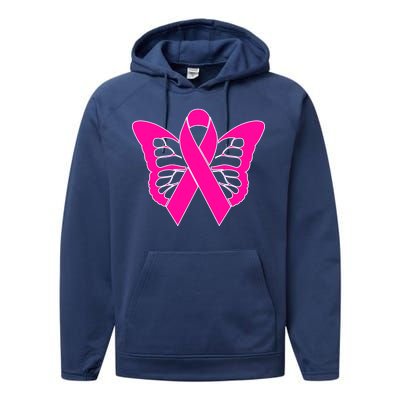 Butterfly Ribbon Breast Cancer Performance Fleece Hoodie