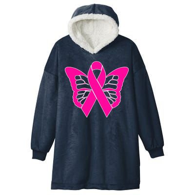 Butterfly Ribbon Breast Cancer Hooded Wearable Blanket