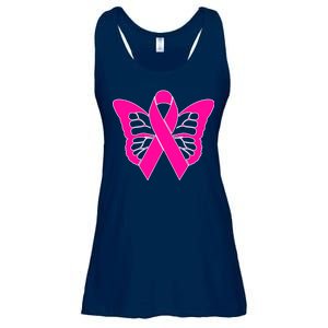 Butterfly Ribbon Breast Cancer Ladies Essential Flowy Tank