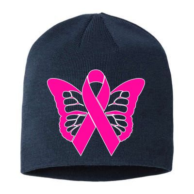 Butterfly Ribbon Breast Cancer Sustainable Beanie