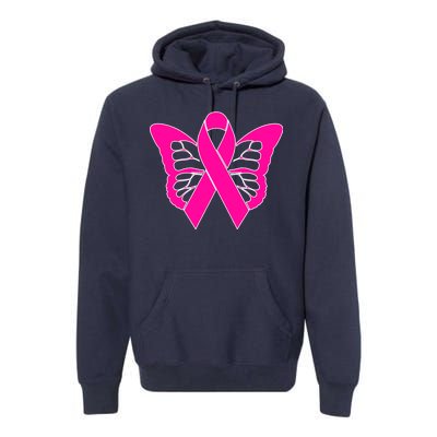 Butterfly Ribbon Breast Cancer Premium Hoodie