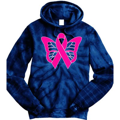 Butterfly Ribbon Breast Cancer Tie Dye Hoodie