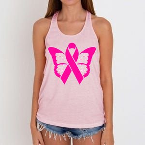 Butterfly Ribbon Breast Cancer Women's Knotted Racerback Tank