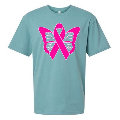 Butterfly Ribbon Breast Cancer Sueded Cloud Jersey T-Shirt