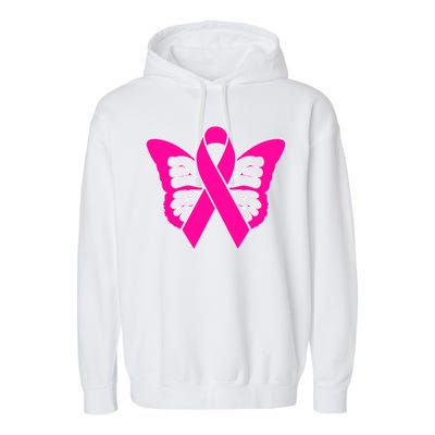 Butterfly Ribbon Breast Cancer Garment-Dyed Fleece Hoodie