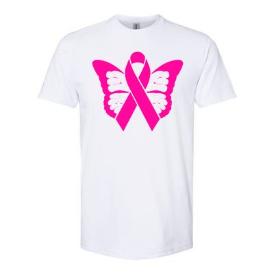 Butterfly Ribbon Breast Cancer Softstyle CVC T-Shirt