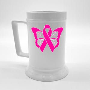 Butterfly Ribbon Breast Cancer Beer Stein