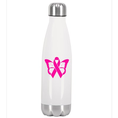 Butterfly Ribbon Breast Cancer Stainless Steel Insulated Water Bottle